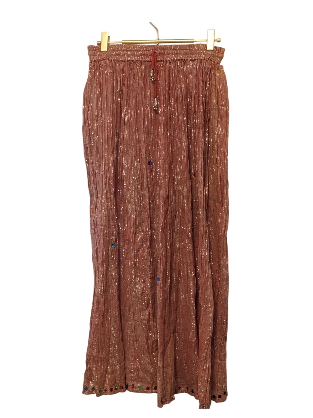 Shop Therapy Metallic Rust Elastic Waist Skirt